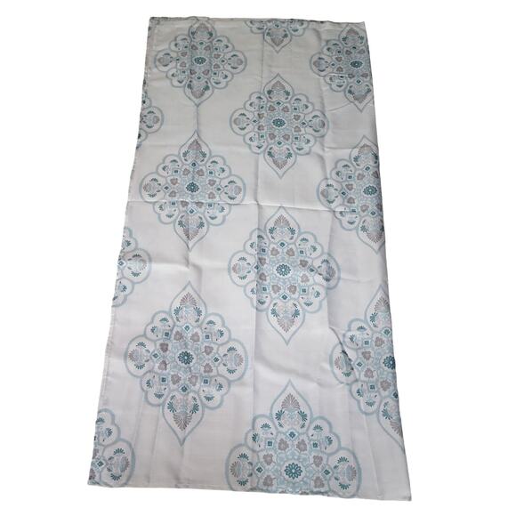 Morrocan Style Floral Pattern Polyester Fabric Shower Curtain, 72x72, Blue/White - Picture 1 of 12